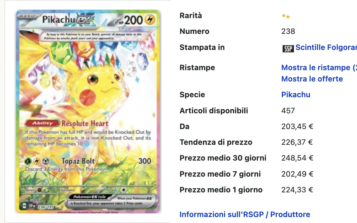 Dettagli della carta su Cardmarket, Inglese, Near Mint: Da 203,45 €, tendenza di prezzo 226,37 €.